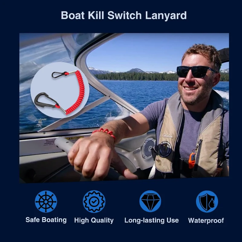 8M0092849 Boat Kill Switch Safety  Lanyard - [3 PCS] Boat Engine Emergency Stop Switch, for Mercury Mercruiser Outboard Motor