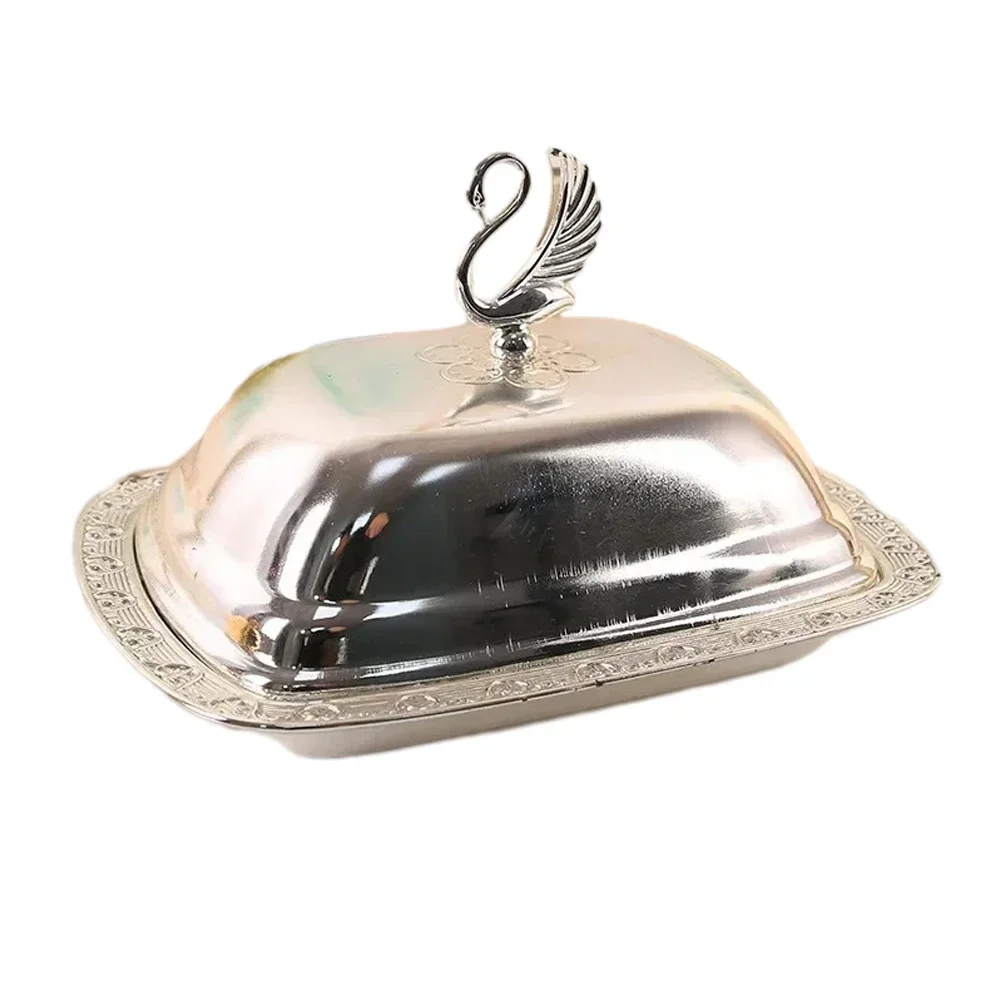 Dustproof Lid Food Container Tray Professional Use Lid Butter Dish Box Tray Easy To Clean And Maintain Gold Silver