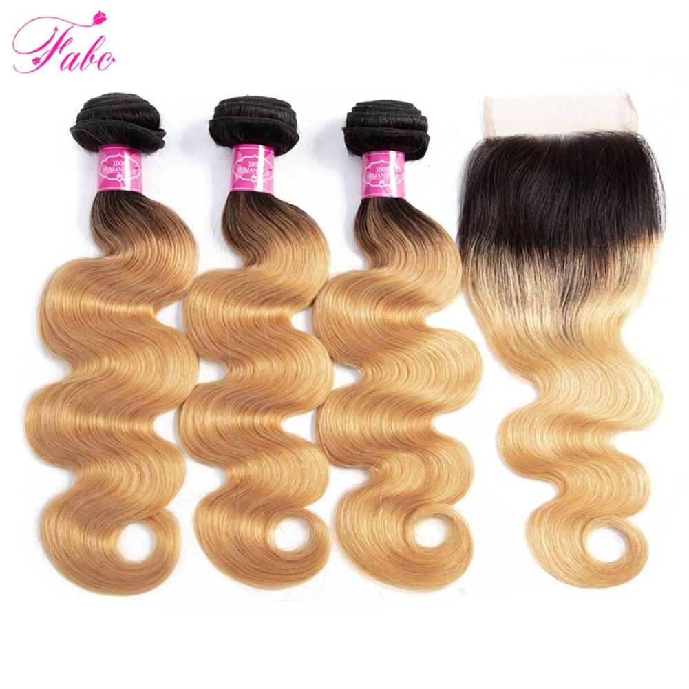 

Highlight Bundles Human Hair Bodywave Raw Unprocessed Hair Bundles Ombre 1B Honey Blonde Bundles With Closure Tissage Closure