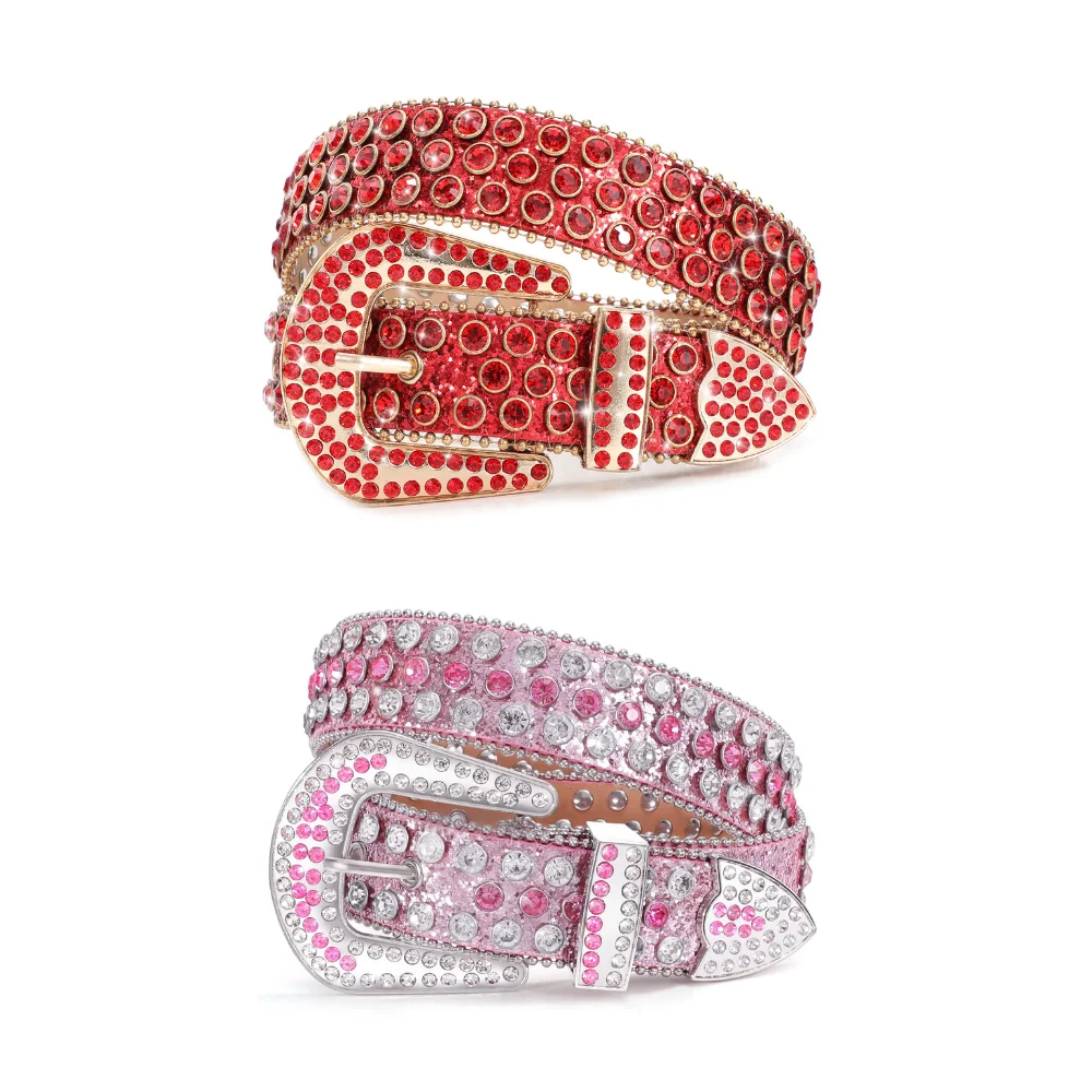 

Унисекс-ремень с кристаллами и стразами в западном стиле для женщин и мужчин, блестящий пояс для джинсов, брюк и платьев