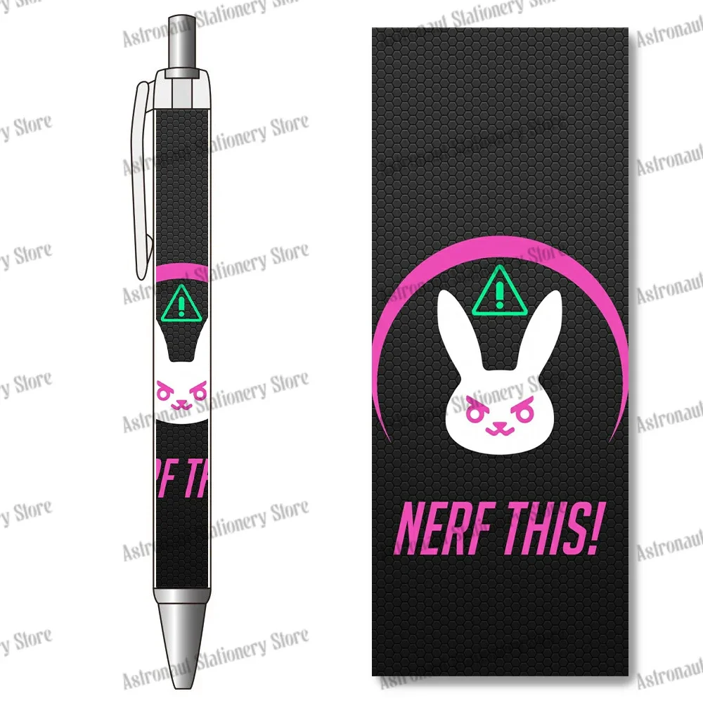 1PCS Overwatch2 Dva Gel Pen Cute Rabbit Nerf This Winky Face I Play To Win Game Stationery Black Refills Caneta Office Supplies