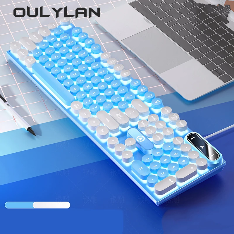 2024 K600 Esports Game Luminous Keyboard USB Wired Punk Color Blocking Gaming Keyboard 104 Keys Computer Accessories