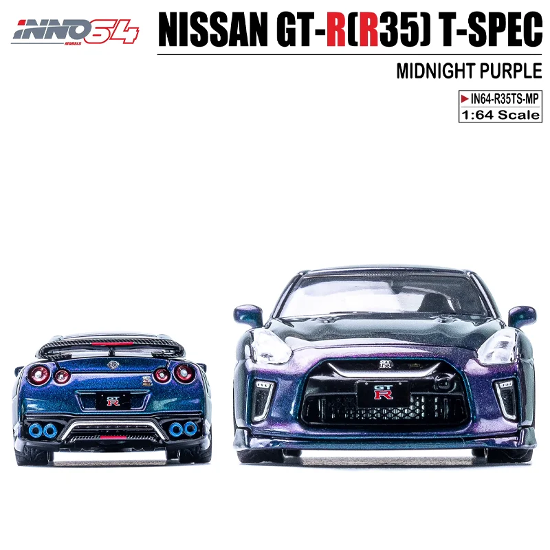 INNO 1/64 닛산 GT-R(R35)T-SPEC 미드나잇 퍼플 합금 장난감, 자동차 다이캐스트 금속 모델 선물