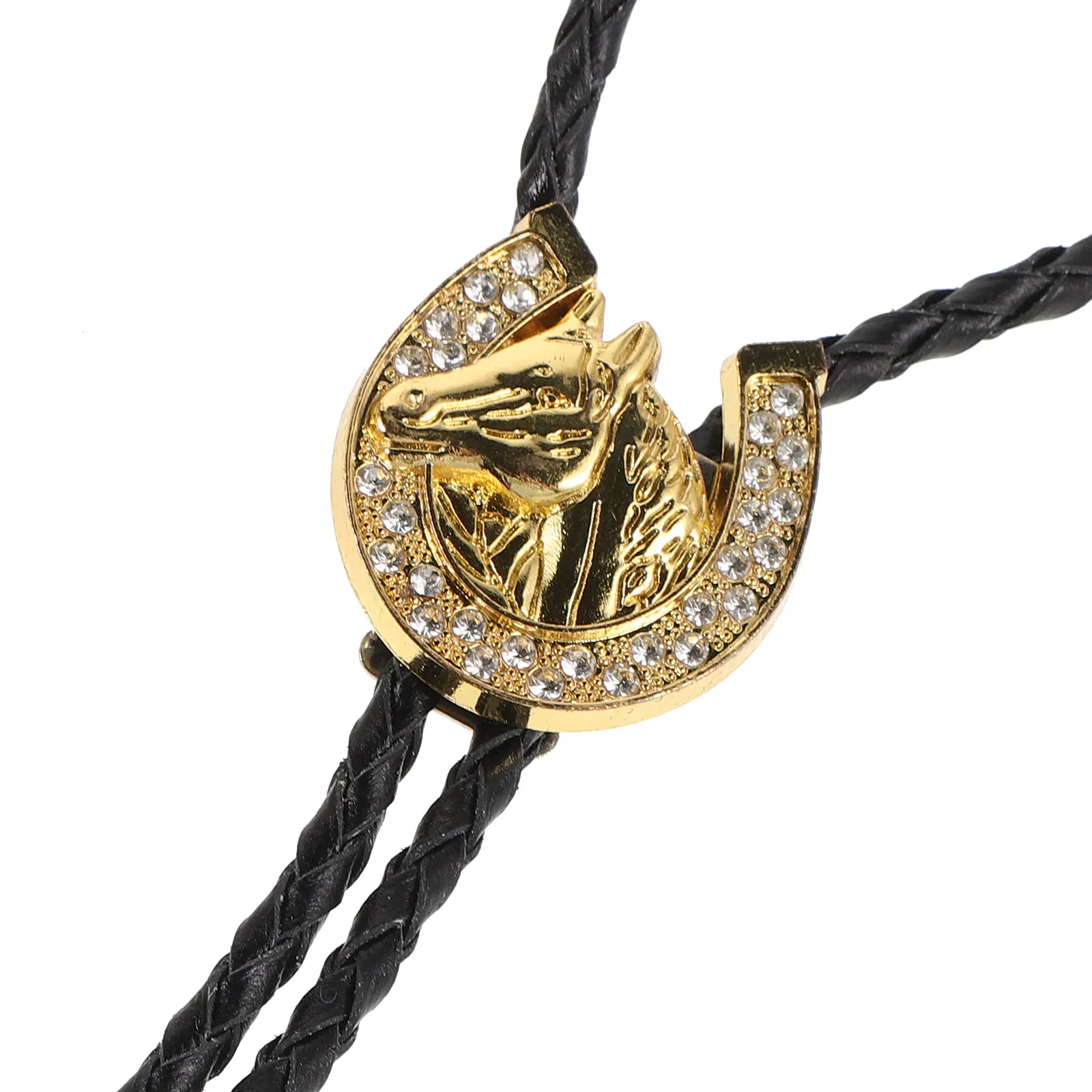 Vintage Bolo Tie Rope Necklace Retro Horse Pendant Adjustable Neckwear Men Western Shirt Accessory Punk Elegant Neck Tie