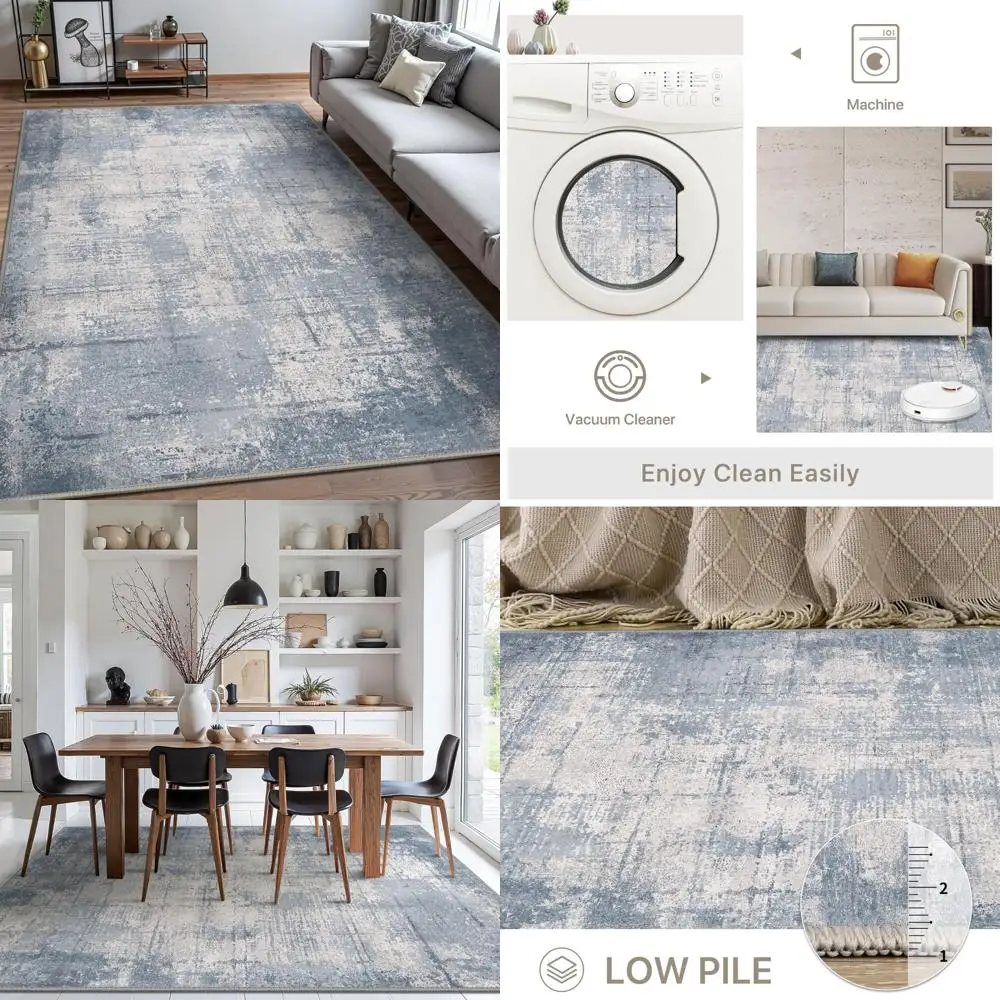 

Abstract Modern Area Rugs 8x10, Large Machine Washable, Non-Slip, Soft and Pet-Friendly for Living Room and Bedroom