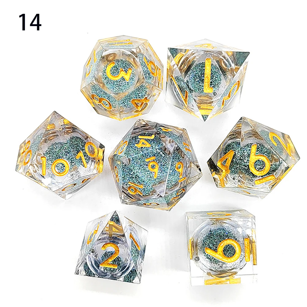 DND Quicksand Resin Dice Sharp Edge Polyhedral Resin Dice D+D Set For Dungeon and Dragon Pathfinder Role Playing Game(RPG)/MTG