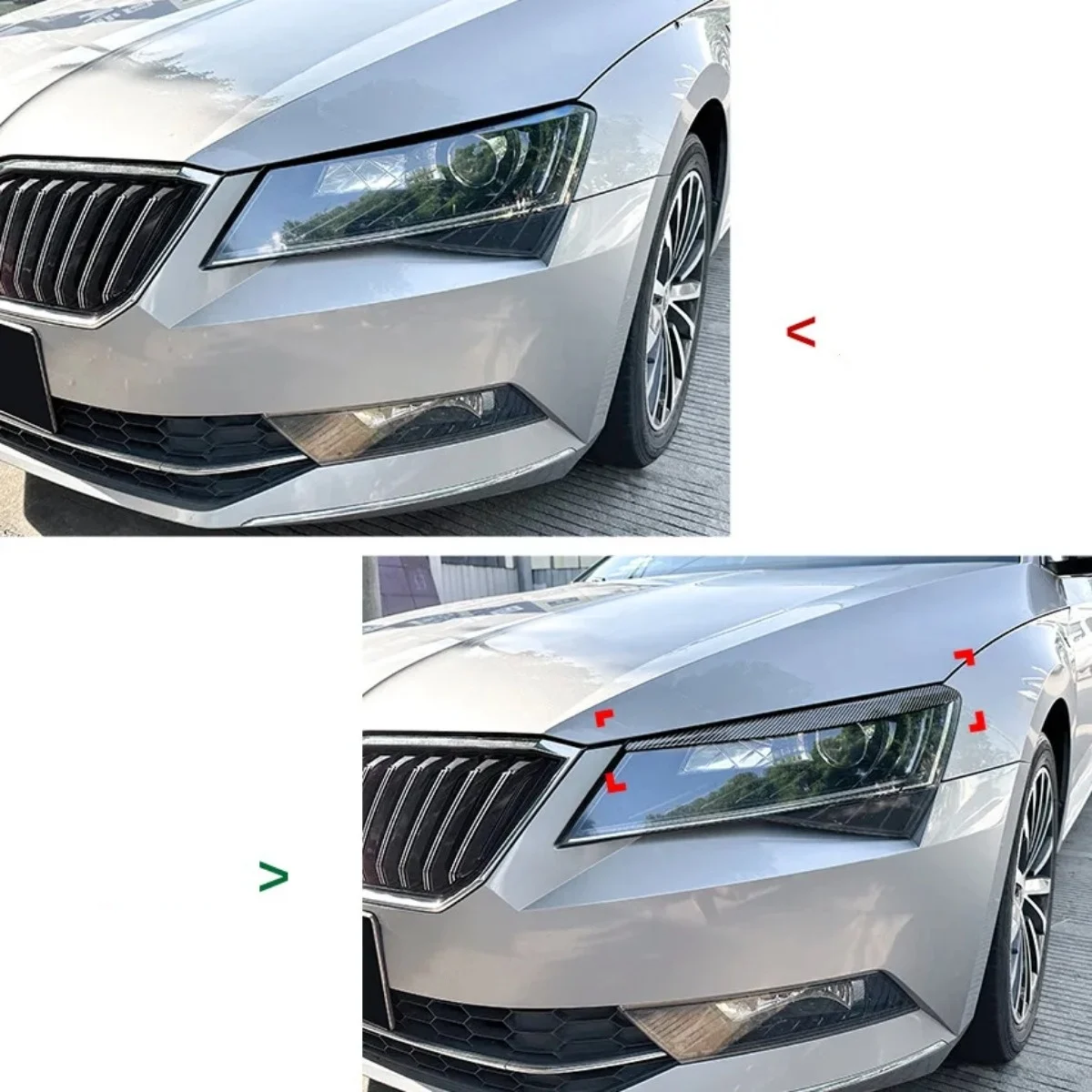Pair Car Headlights Eyebrow Eyelids Trim Cover For Skoda Superb B8 2016-2018 Car Stickers Eyelids Trim Cover