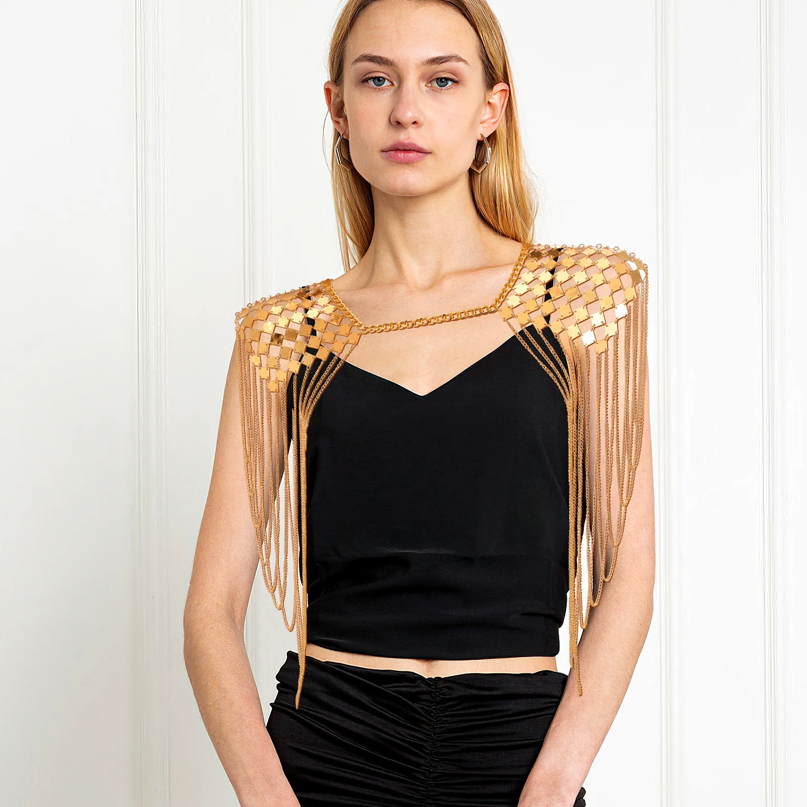 

Double Shoulder Link Necklace Stylish Tassel Jewelry Wedding Sexy Tassel Shoulder Chain Link Party Body Chain Fashion