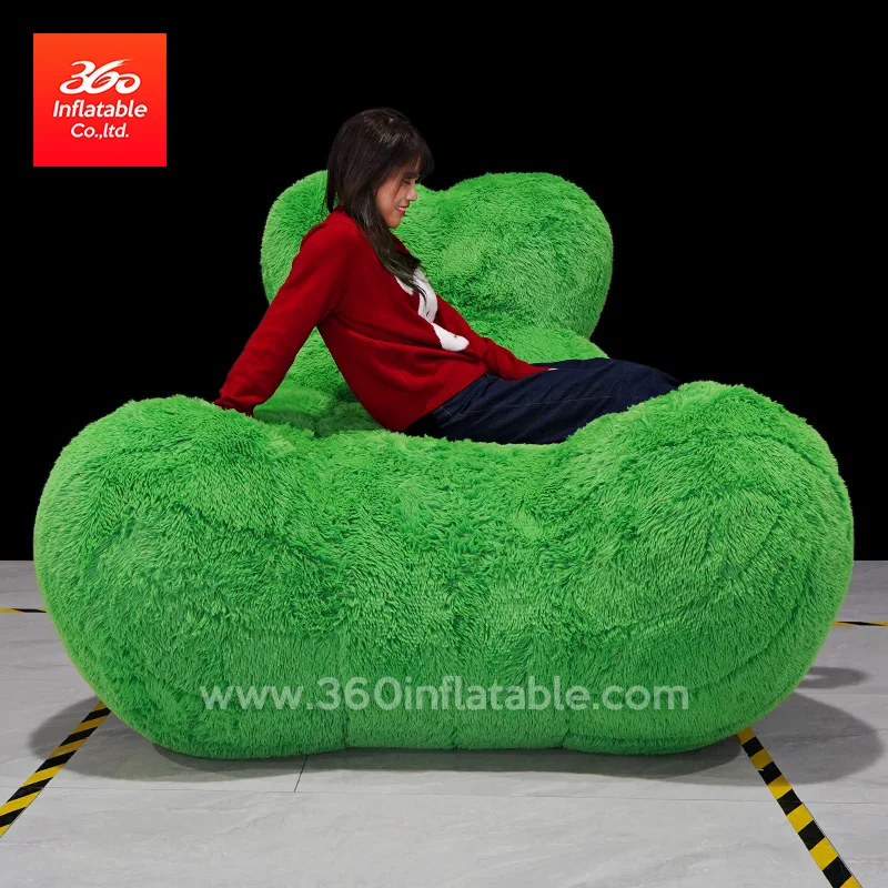 Living Room Custom Indoor Lazy long plush Air Pump Lounge Sofa Bed giant Inflatable Movie Chair Couch Sofa