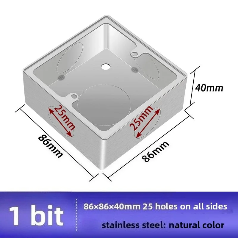 25mm Hole Stainless Steel Wire Button Box Surface Mount 86 Type Universal For Wall Switch Socket Junction Box