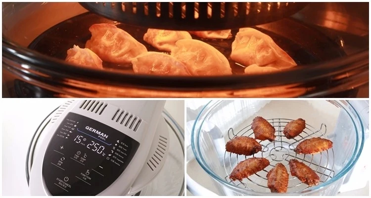 AC220-240V 50-60HZ 1300W POTENCIA Compacto Acero Inoxidable 12 Litro FRESADORA DE AIRE/FRITADORA PROFUNDA PANEL INGLÉS DE DESENO AUTOMÁTICO