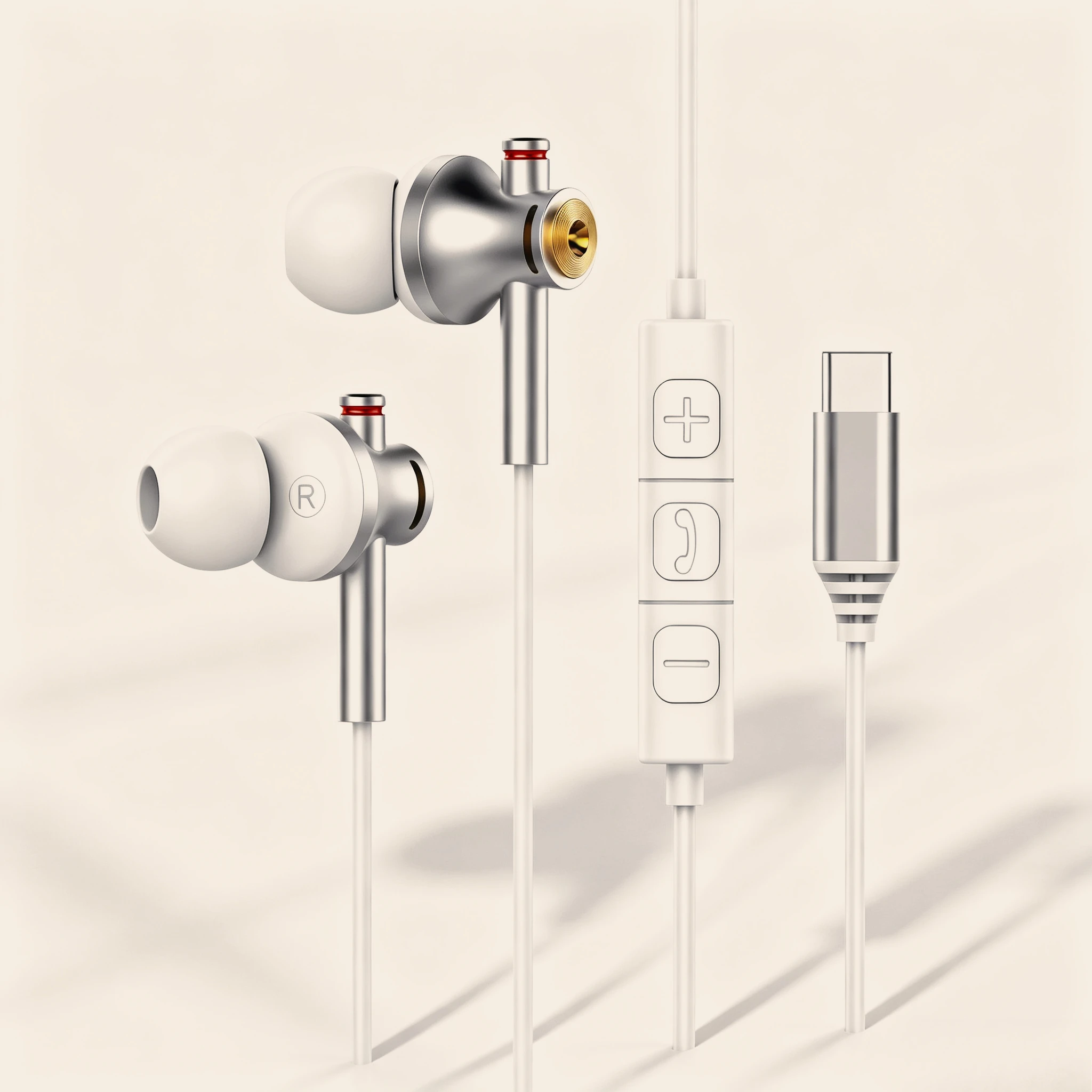 Dual‑Interface Wired Earbuds USB‑C /3.5mm Jack, Dolby Sound Noise Cancelling In‑ear Headphones Portable for Game & Music