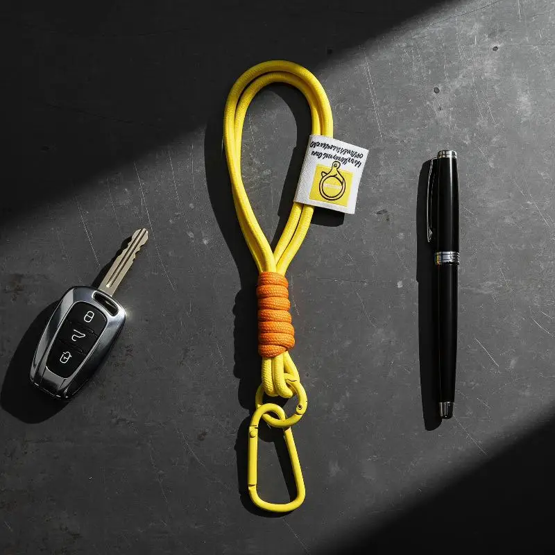 Iridescent Braid Rope Keychain Heavy Duty Carabiner Key Ring Shiny Decor for Handbag Pendant Hiking Outdoor UseNew