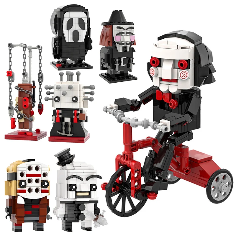 

MOC Фигурки из фильмов ужасов «Охотники за привидениями», чужой пила, совместимые строительные блоки, игрушки для взрослых, подарки для детей