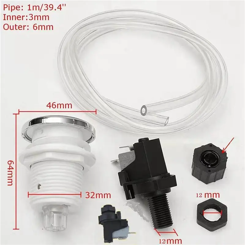 6X 16A Bath Tub Spa Waste Garbage Disposal Self-Lock Air Switch Push Button-AT30