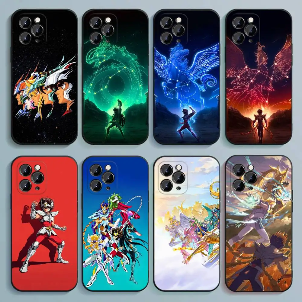 

S-Saint Seiya Knights Zodiac Phone Case For iPhone 17,16,15,14,13,12,Pro,Max,Plus,E,SE4,Air,Mini Black Soft Cover