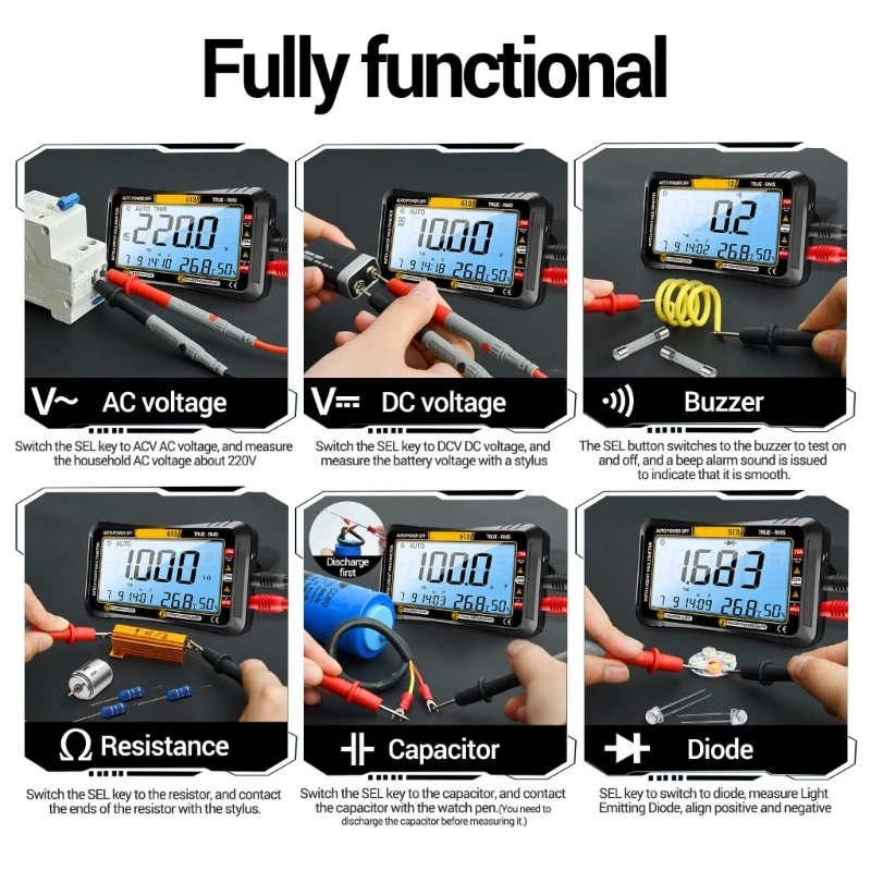 Ohmmeter Voltmeter Current Tester with Backlit 4000 Counts M4YD