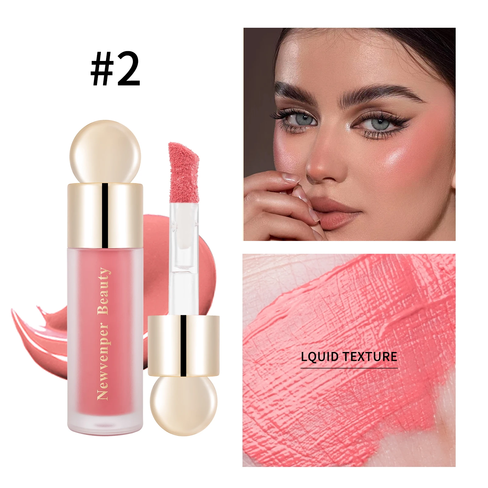 Liquid Highlighter + Liquid Blush + Liquid Contour for Face & Body, High Glossy Finish, Natural Glow Liquid Luminizer Makeup