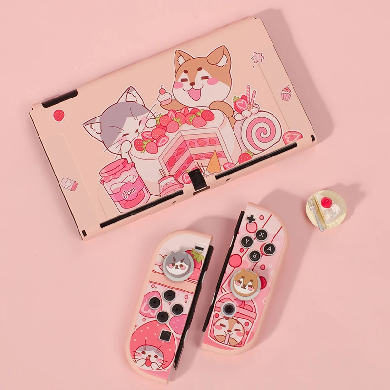 Interruptor caso oled tpu escudo protetor macio para nintendo interruptor oled joycon controlador rosa capa escudo para nintend interruptor oled