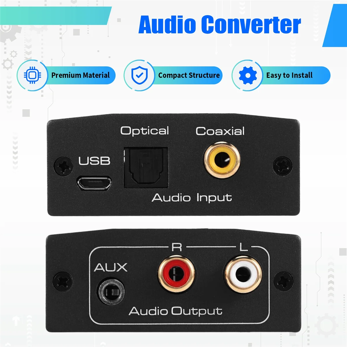 Conversor de áudio óptico para RCA Conversor de áudio digital para analógico