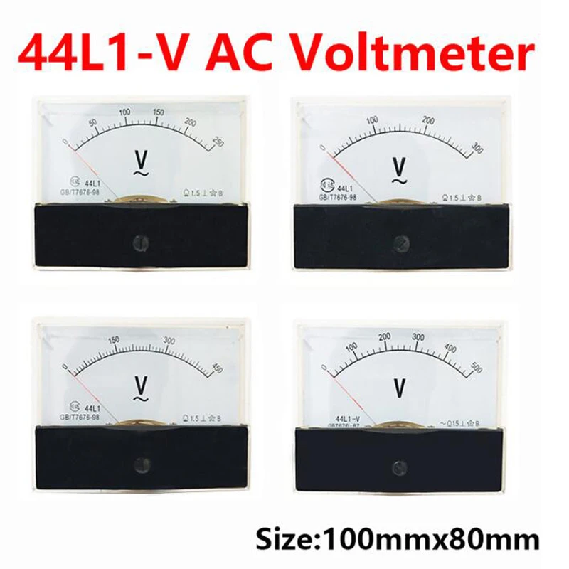 

44L1-V AC Voltmeter Ac10V15V 20V 30V 50V 100V 150V 250V 300V 450V 500V 600V 750V Pointer Voltmeter 80 * 100mm To Measure Single