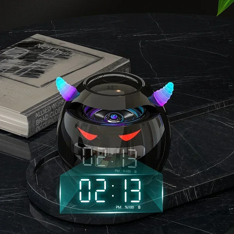 Mini Speaker Alarm clock Bluetooth Speaker audio Speaker with LED Digital Alarm Clock Music Player Wireless Ball Shape Clock