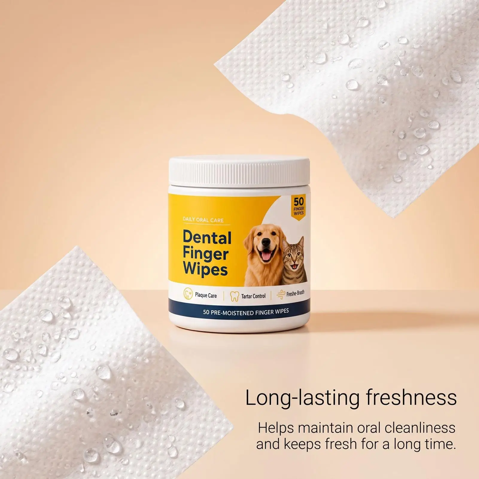 Tooth Wipes For Dogs 50 Pieces Pet Wash Brushing Glove Dog Mouth Wipes For Home Salon Travel Grooming Bathing Daily Routine