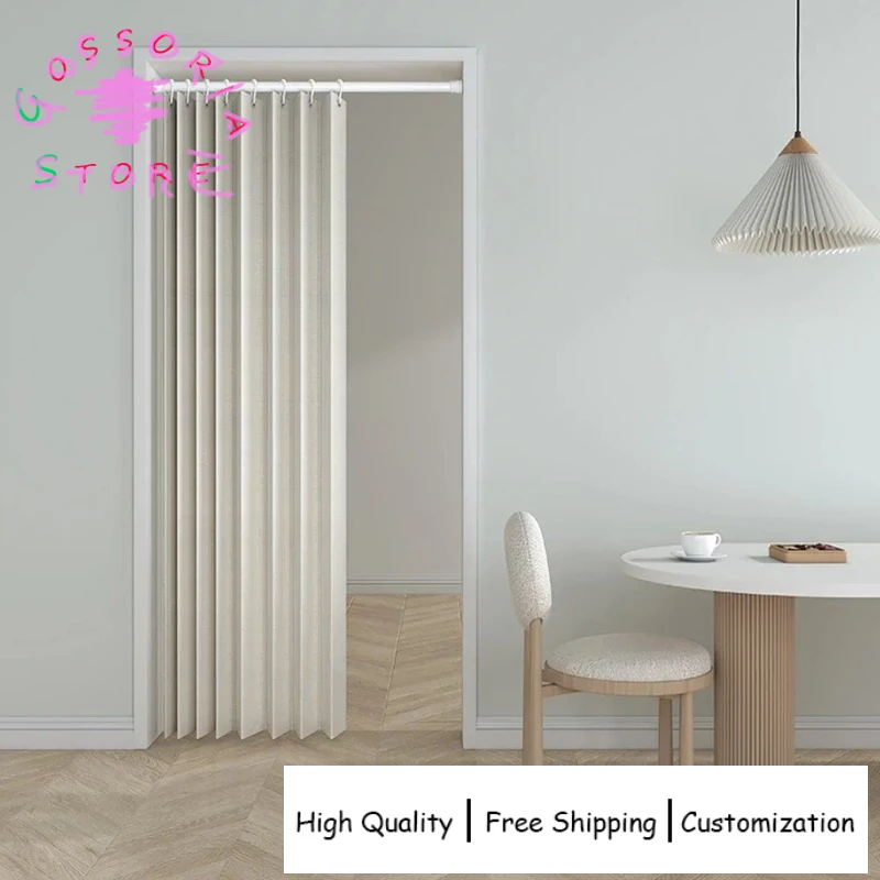 

Sample Custom Fixed Folding Door Curtain for Bedroom Fitting Room Household Cloth Partition Waterproof Thermal Insulation