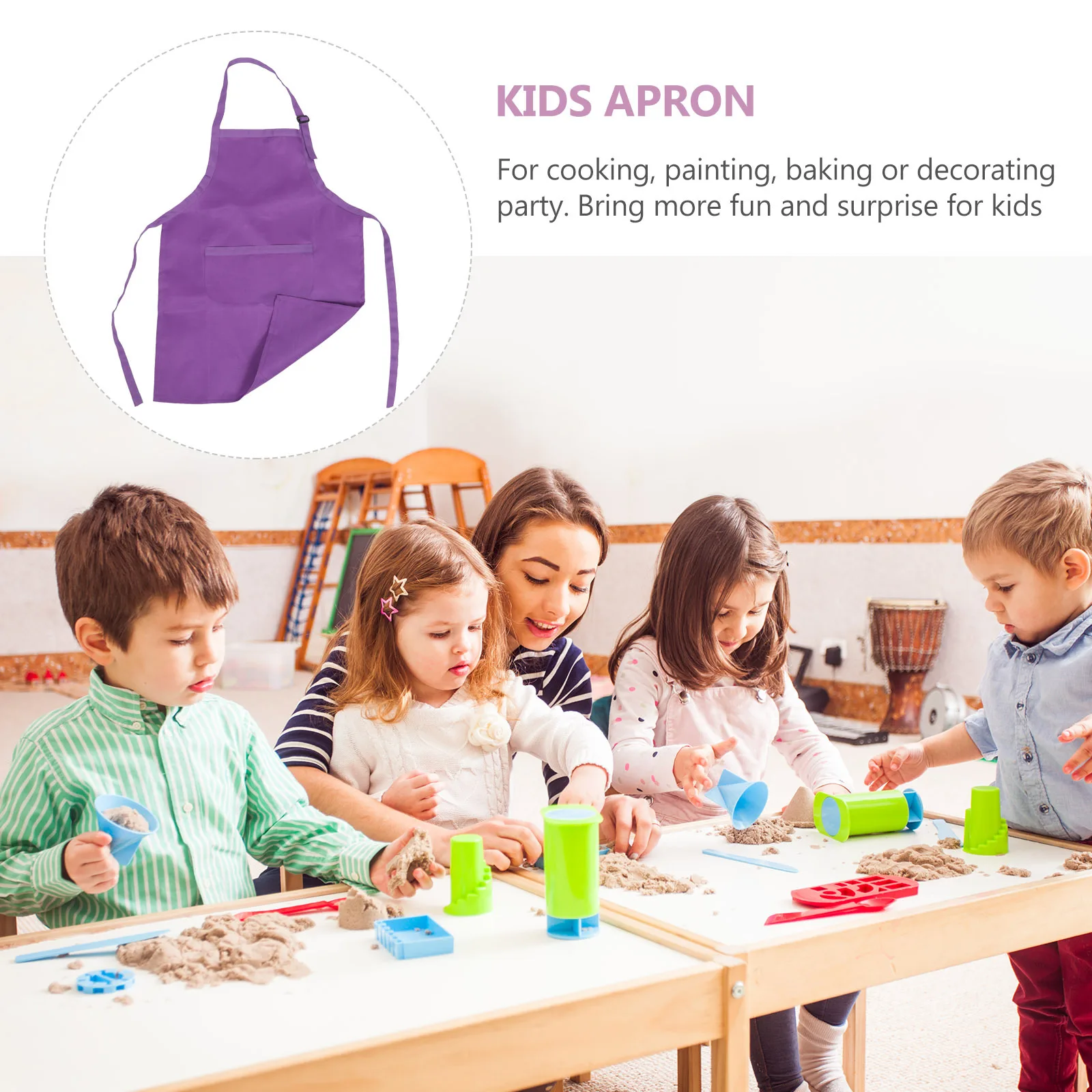 Costume de cuisine violet complet pour enfants, comprend tablier, chapeau et manches de cuisine pour la cuisson, peinture, décoration, cadeau de fête