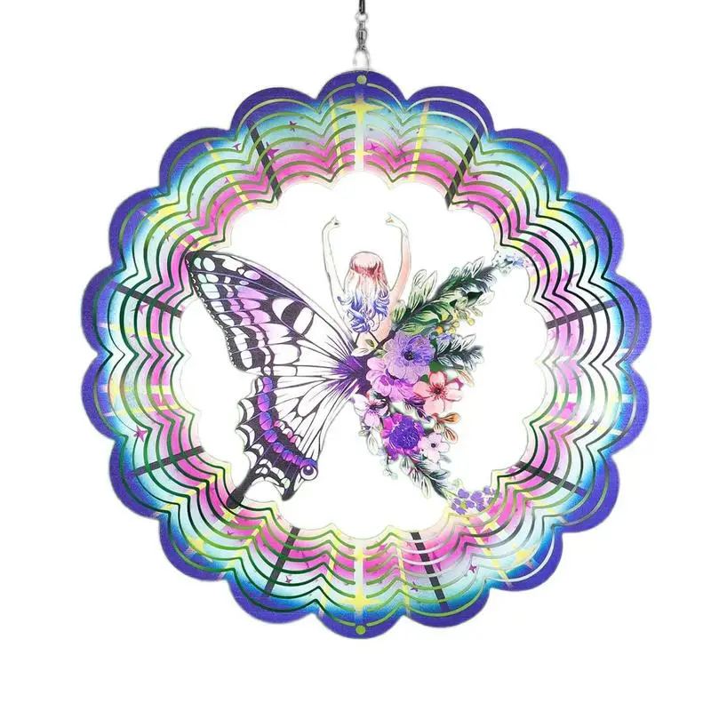 

Butterfly Fairy 3D Rotating Windmill Kinetic Art Butterfly Ornament Metal Wind Energy Sculpture For Window Home Patio Garden