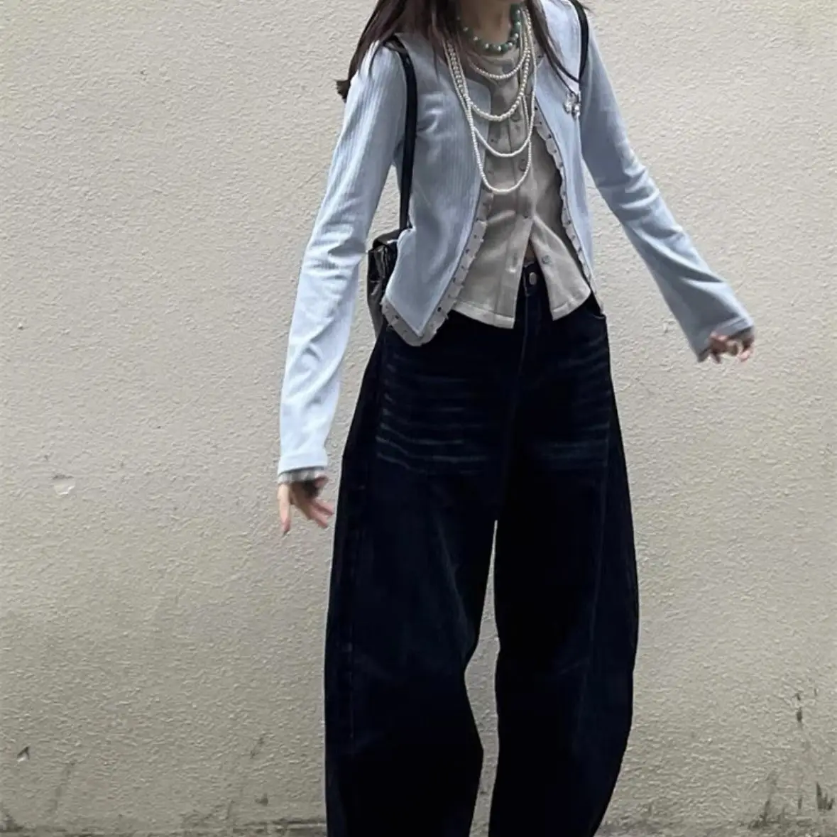 Elegancka subkultura fałszywy dwuczęściowy sweter damski z długim rękawem jesień wąski kardigan płaszcze 2000s amerykańska odzież w stylu vintage Harajuku