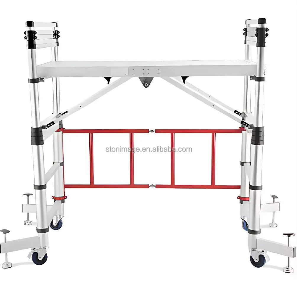 Stonimage Portable 3m Adjustable Industrial Aluminum Alloy Platform Scaffolding Ladder Locking Wheels Modern Design Telescopic