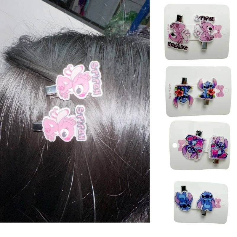 1 Uds. Pinza para el pelo de punto y Ángel, horquilla de dibujos animados, pasador de Anime Lilo & Stitch, pinzas para el pelo, accesorios para el cabello, regalo para niñas