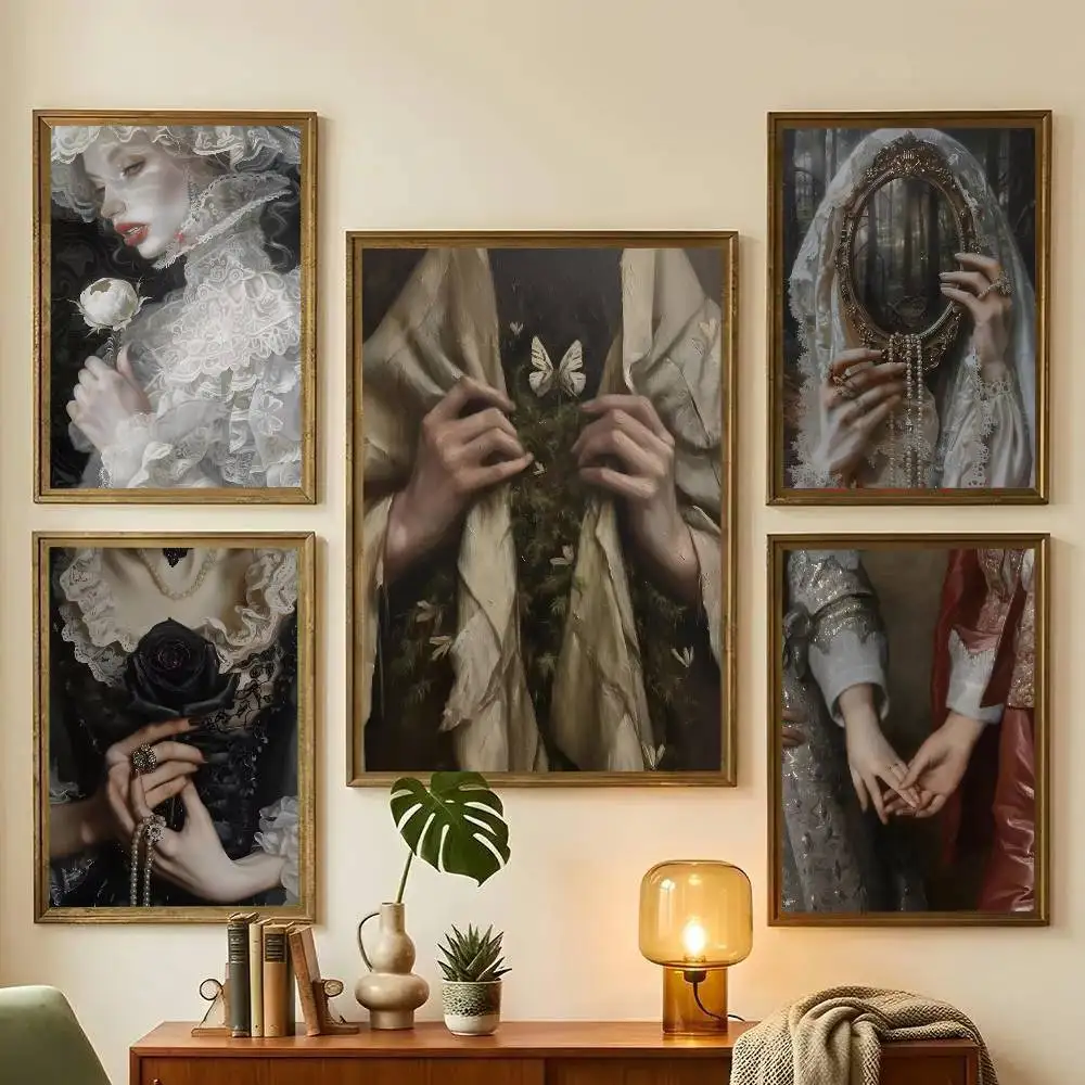 1pc Baroque Antique Romantic Medieval Aristocratic Dynasties Poster Sticker Print Waterproof Wall Art For Living Room Home Decor