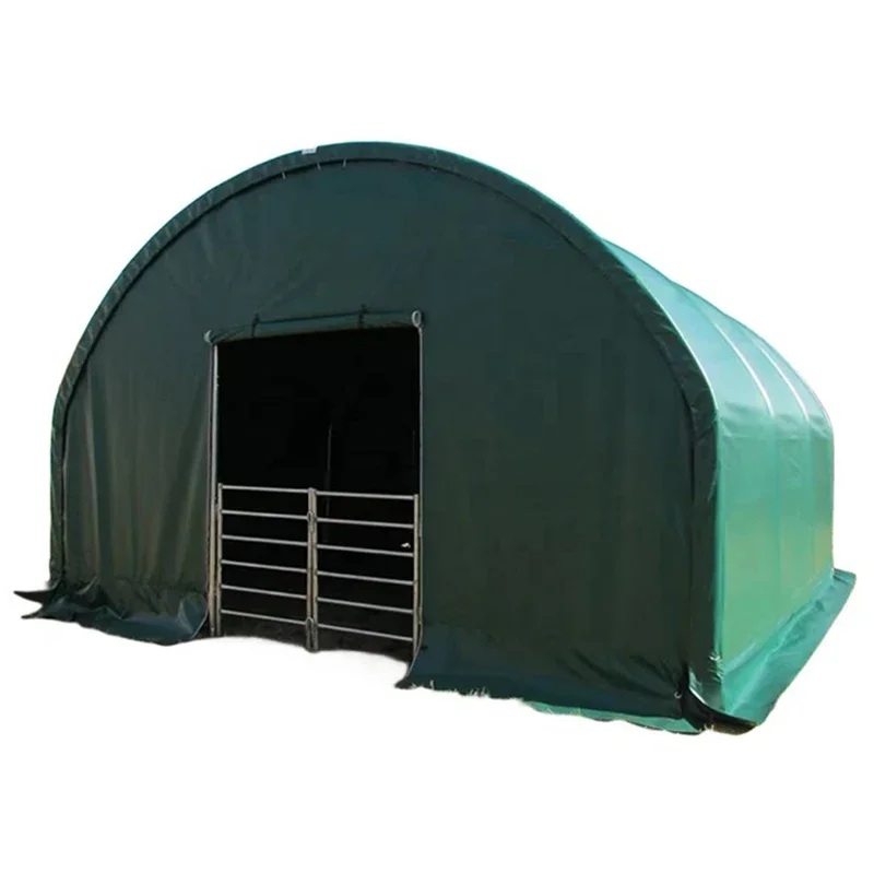 Galvanized steel structure stable horse shelter 10x10m PVC prefab portable fabric dome animal livestock horse shelter tent