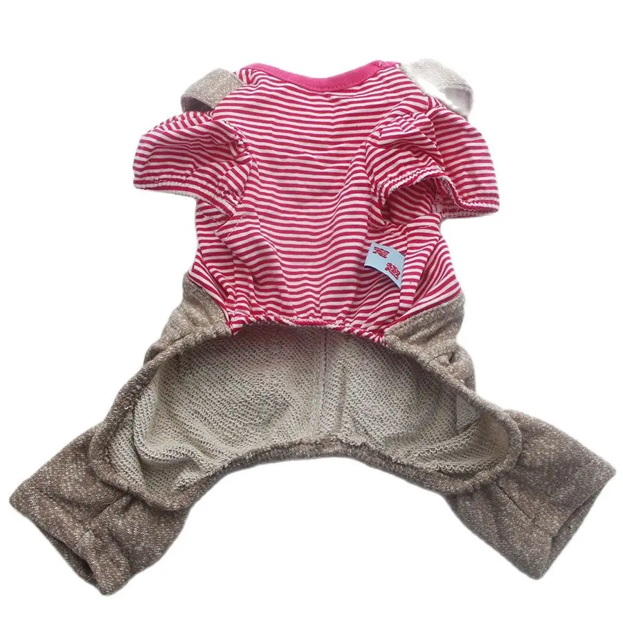 Striped Dog Cat Jumpsuit Rompers Bowknot/Badge Design Pet Puppy T-Shirt Spring/Summer Clothes