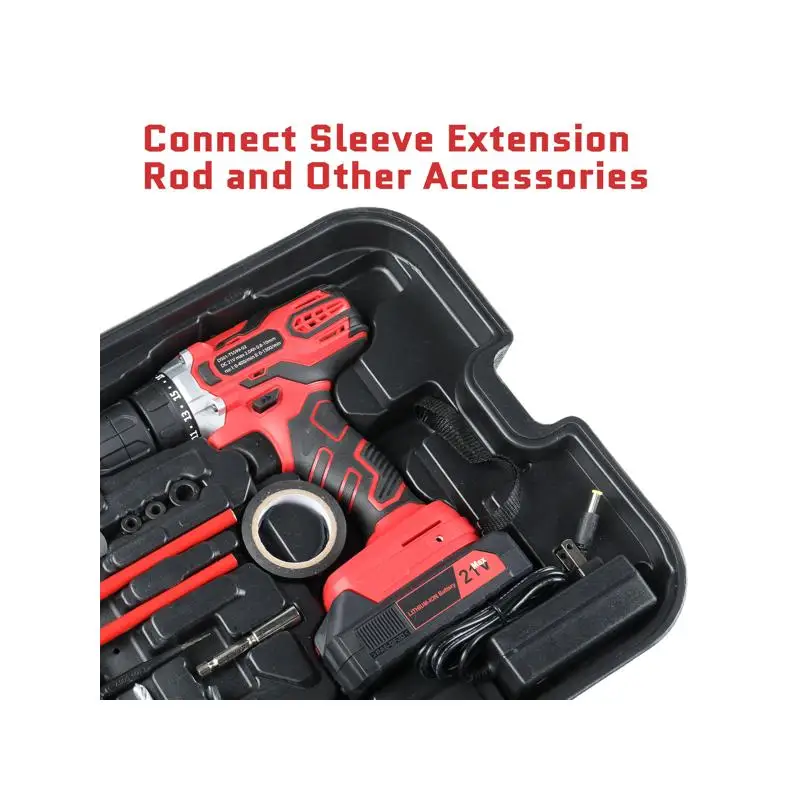 Set Peralatan Rumah Tangga 599-Piece, Kit Perbaikan Mobil dengan Kotak Peralatan Beroda, Peralatan Mekanik & Bor Tanpa Kabel 21V