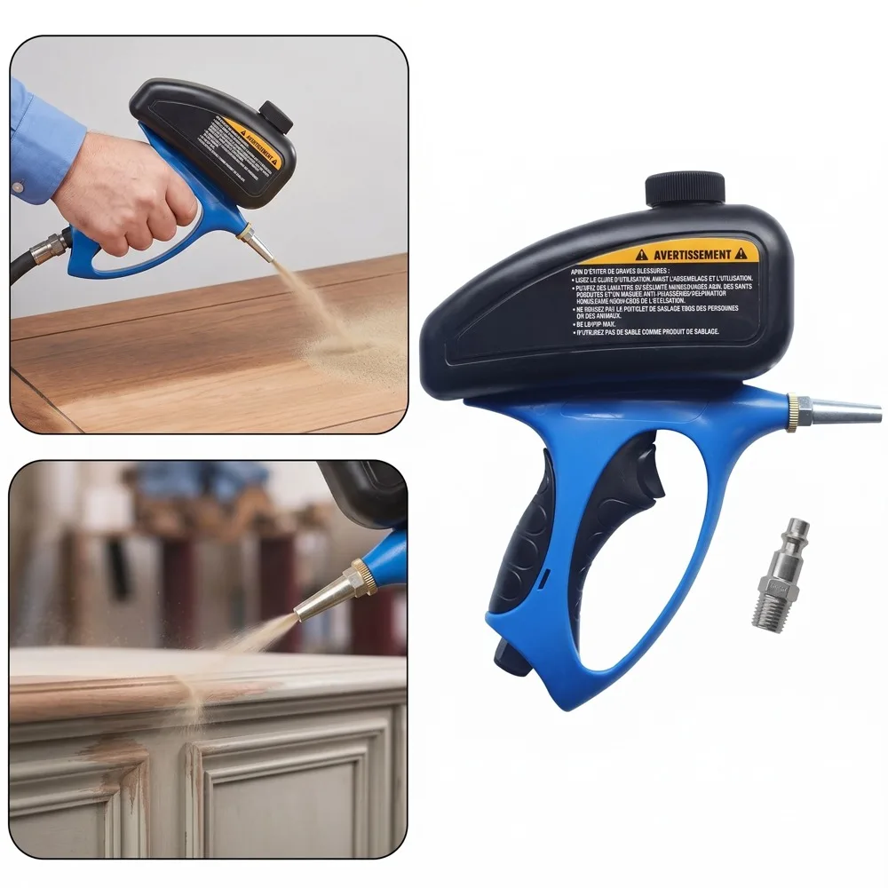Motorcycle Care Cleaning Kit,Portable Pneumatic Sandblasting Gun with Nozzle, Ergonomic Handheld Air Sand Blaster