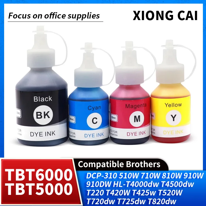 Tinta da impressora compatível, apto para Brother TBT6000, TBT5000, CP-310, 510W, 710W, 810W, 910W, 910DW, HL-T4000dw, T4500dw, T220, T420W, 425W