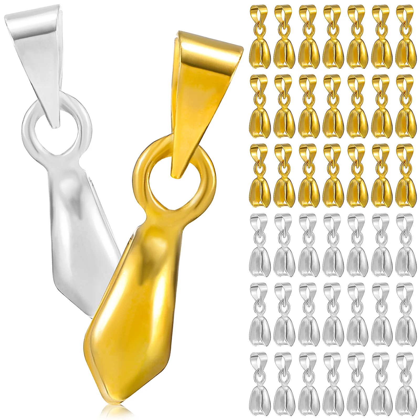 

100 pcs Pendant Clasps 5x15mm Gold Silver Alloy Jewelry Making Supplies Necklace Bracelet Connectors Pinch