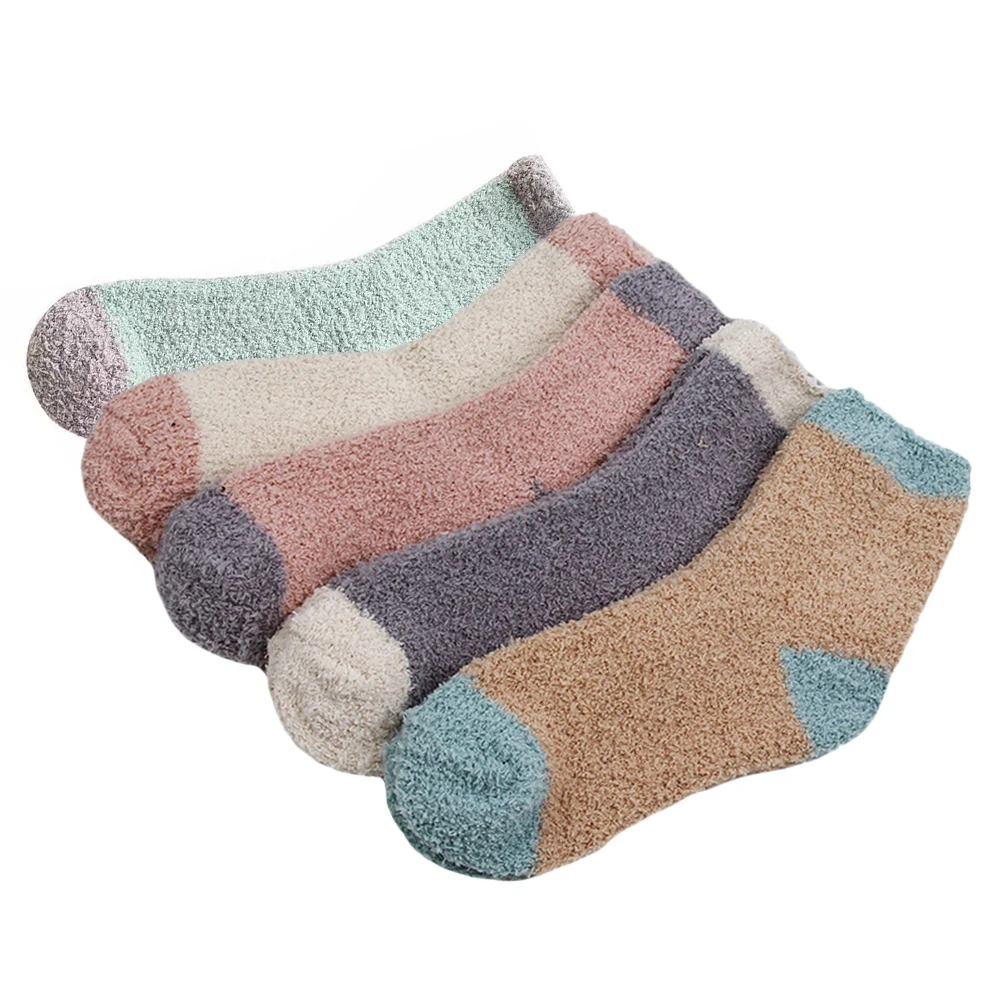 

5 Pairs Thickened Warm Women Girls Middle Tube Polyester Winter Pregnant Sleeping Soft Breathable Elastic Comfortable for Women