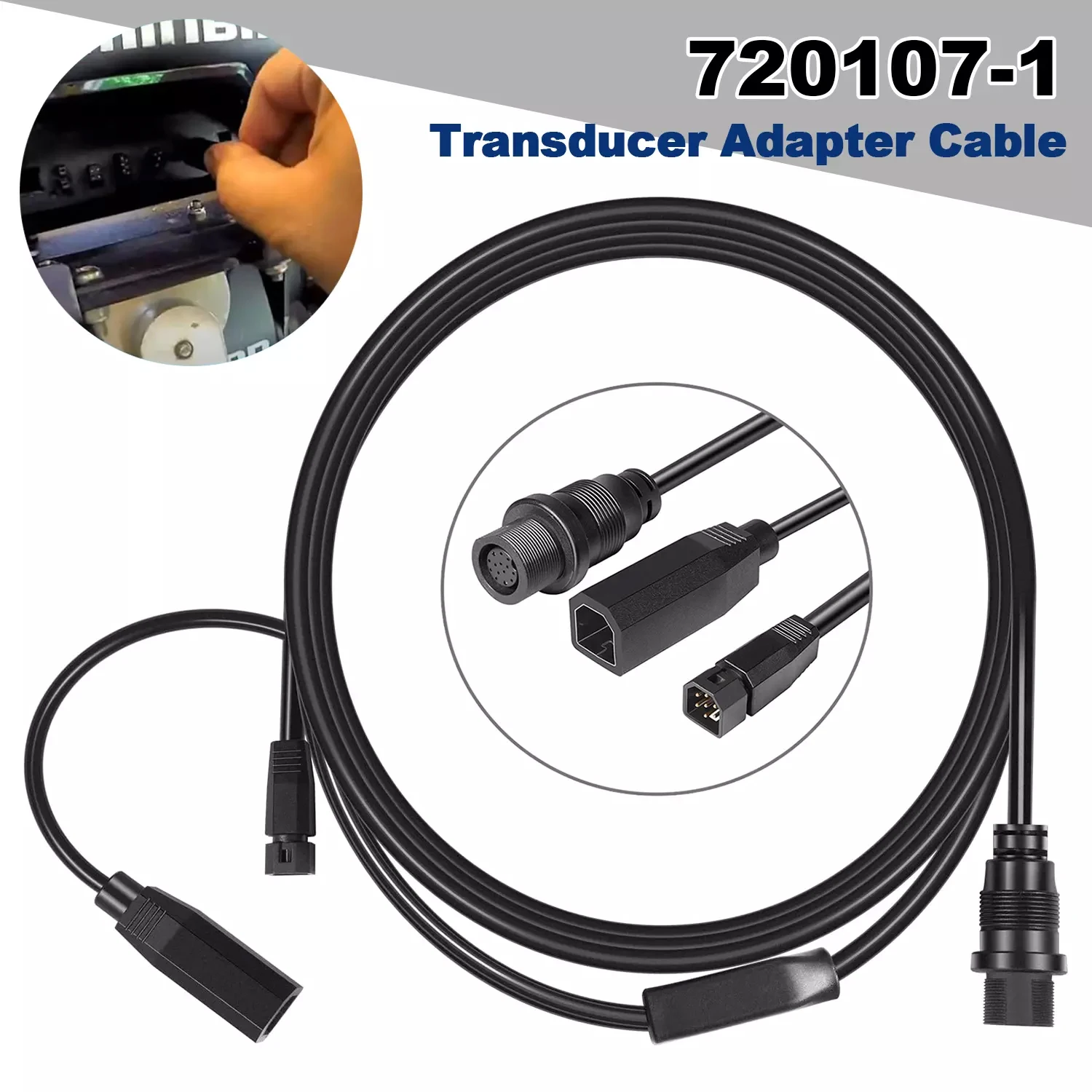 

720107-1 Transducer Adapter Cable. for 9-M360-2-DDI-Y Mega 360 & 2D/MDI 7-Pin Y-Cable, fit for Helix 15/12/10/9/8 Fish Finders