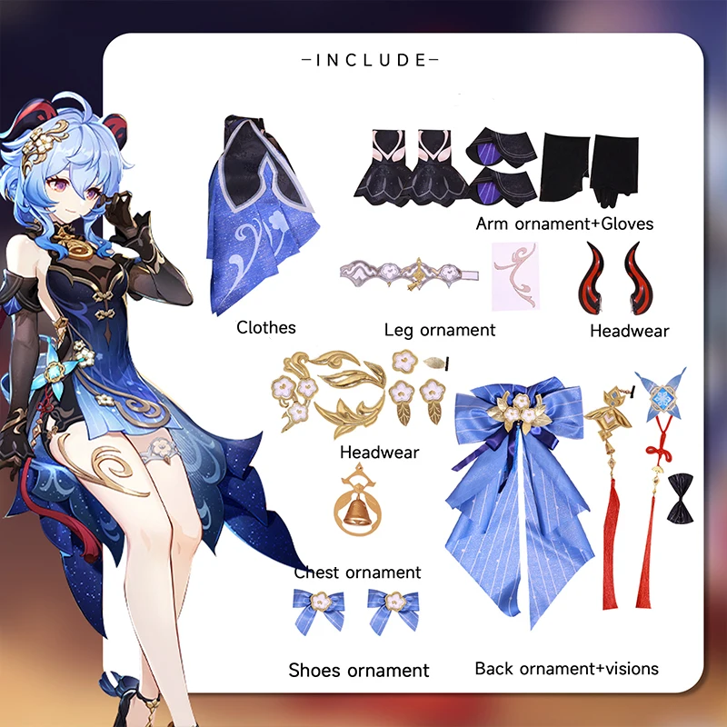 ROLECOS-Disfraz de Cosplay Genshin Impact para mujer, traje de linterna de Rite Ganyu, Twilight Blossom Ganyu, juego de rol de Halloween, vestido azul