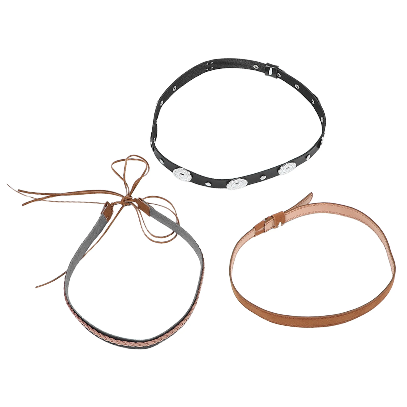 

3pcs Retro Hat Bands for Fedora Cowboy Beach Hats Vintage Style Faux Replacement Western Belts Accessories