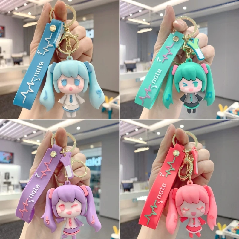 Hatsune Miku Keychain Anime Peripheral Cute Cartoon Backpack Key Pendant Japanese Kawaii Colorful As A Birthday Gift for Friends