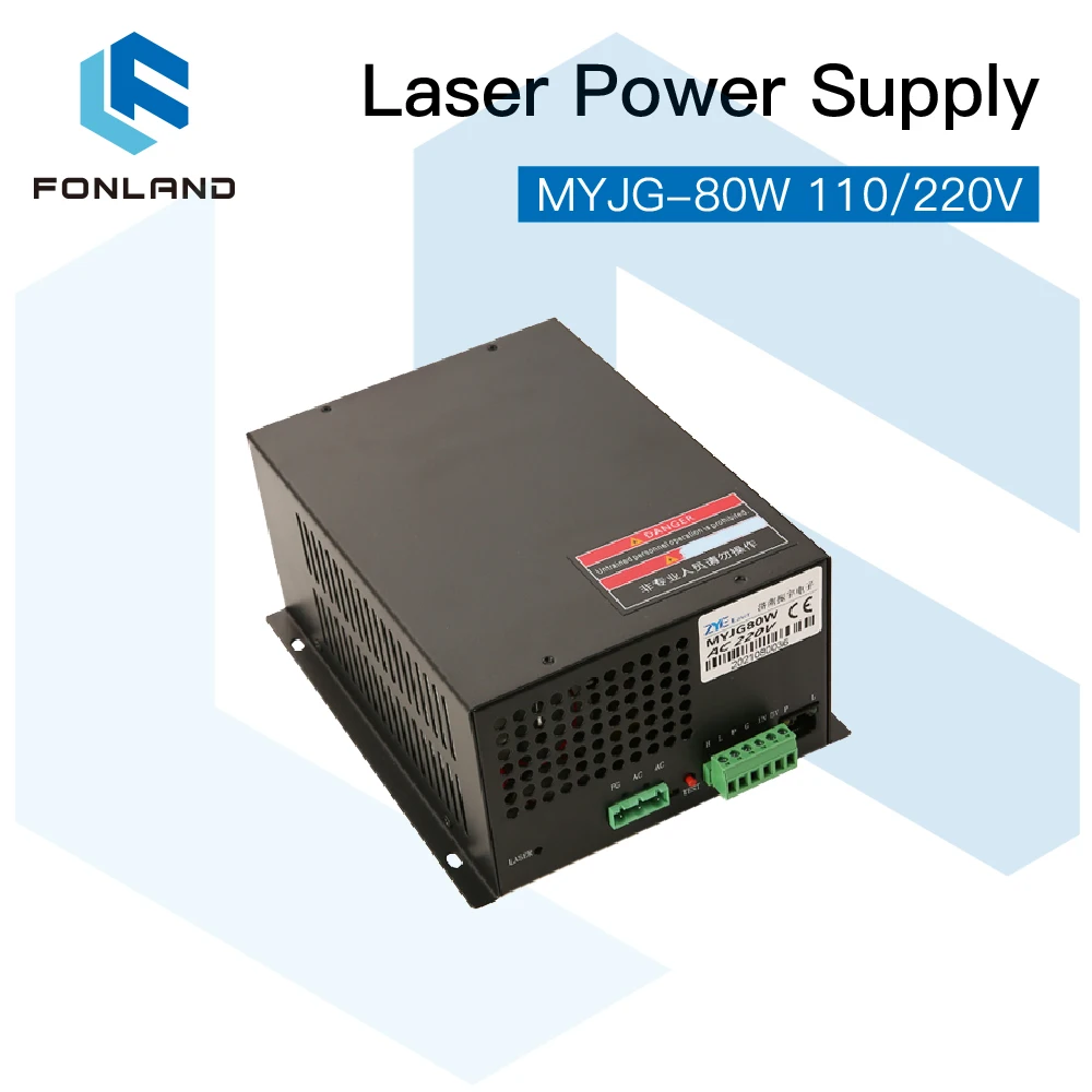 

FONLAND 80W CO2 Laser Power Supply MYJG-80W 110V/220V for Laser Tube Engraving Cutting Machine