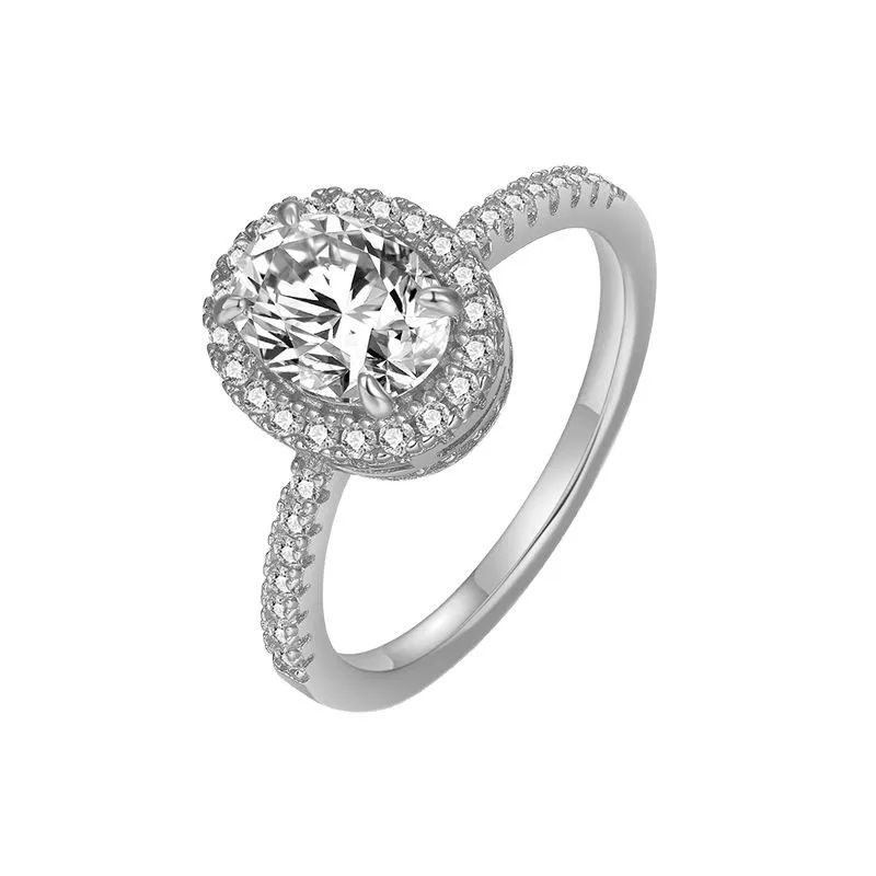 

1 Carat Eight Hearts and Eight Arrows Cut DF Color VVS1 Heart-shaped Moissanite Engagement and Wedding Ring, Halo Style High-end