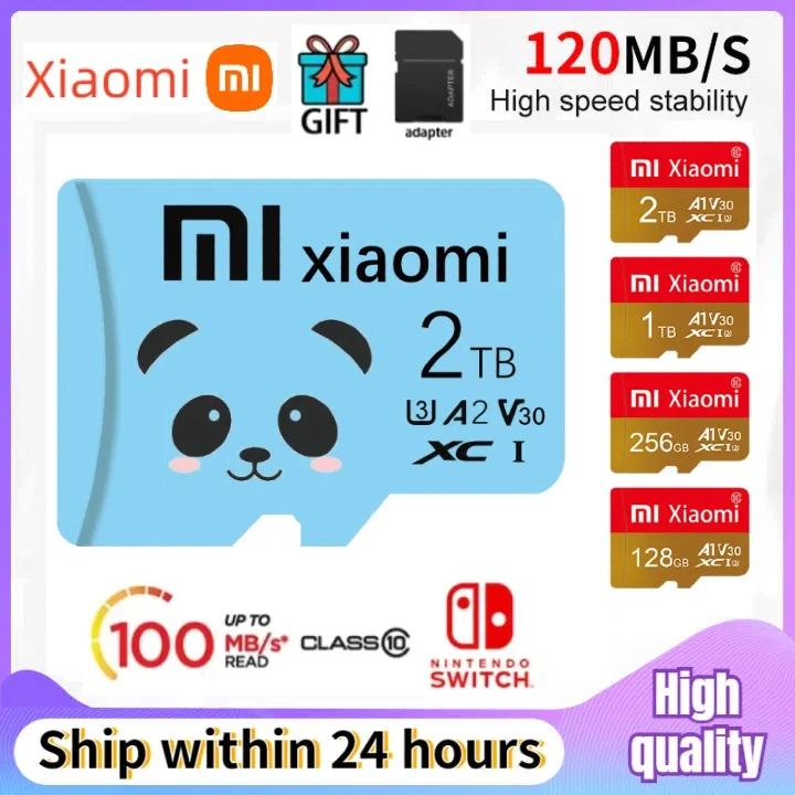 Xiaomi kartu memori, 2TB kartu SD mikro TF kartu SD 32GB U1 V10 A1 128GB 64GB 100MB/dtk kecepatan baca kelas 10 kartu SD