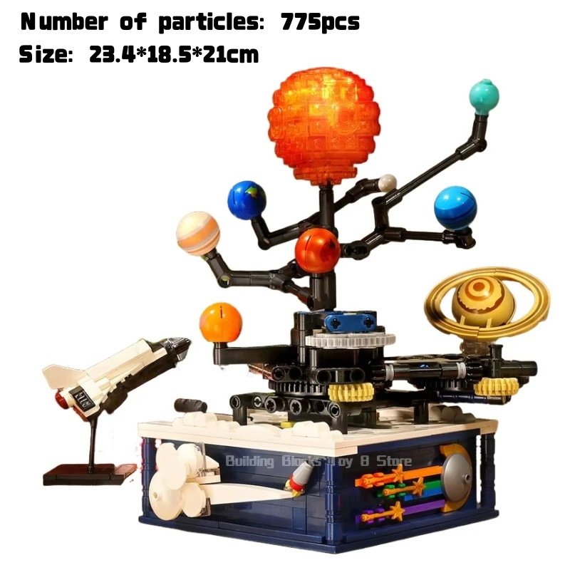 

775 pcs Technical Creative Rotating Solar System Assembling Building Blocks Space Search Series Toys Educational Children Gifts