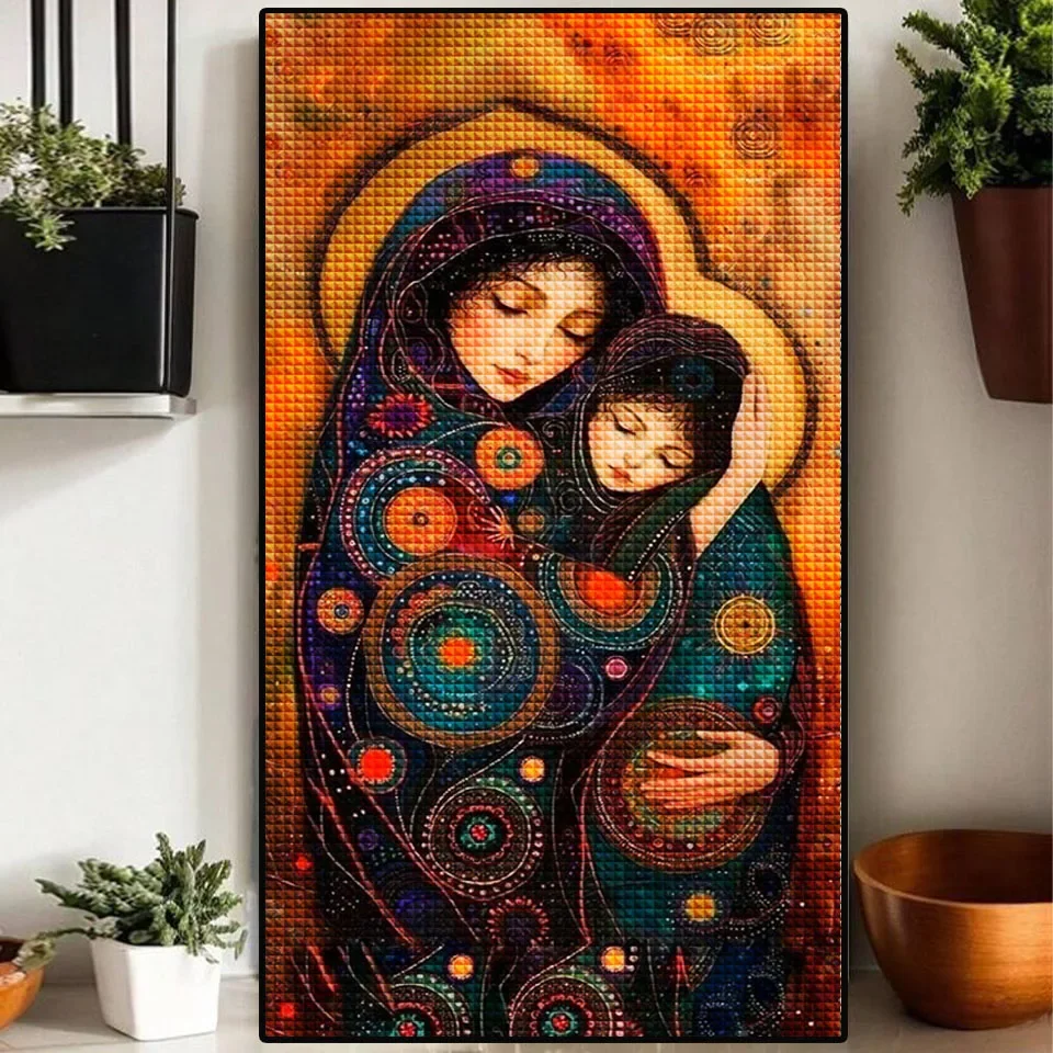 Symbolism Diamond Painting DIY Virgin Mother Hug Kid Mosaic Crystal Art 5D Full Square Round Diamonds Cross Stitch Embroidery